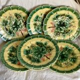 Service de 7 assiettes barbotines raisin Sarreguemines