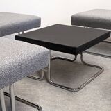 Set of 4 ottoman stools and 1 tubular coffee table, 1960s-70s