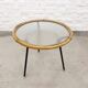 Mid-Century Set of Three Round Rattan and Glass Side Tables, 1960s