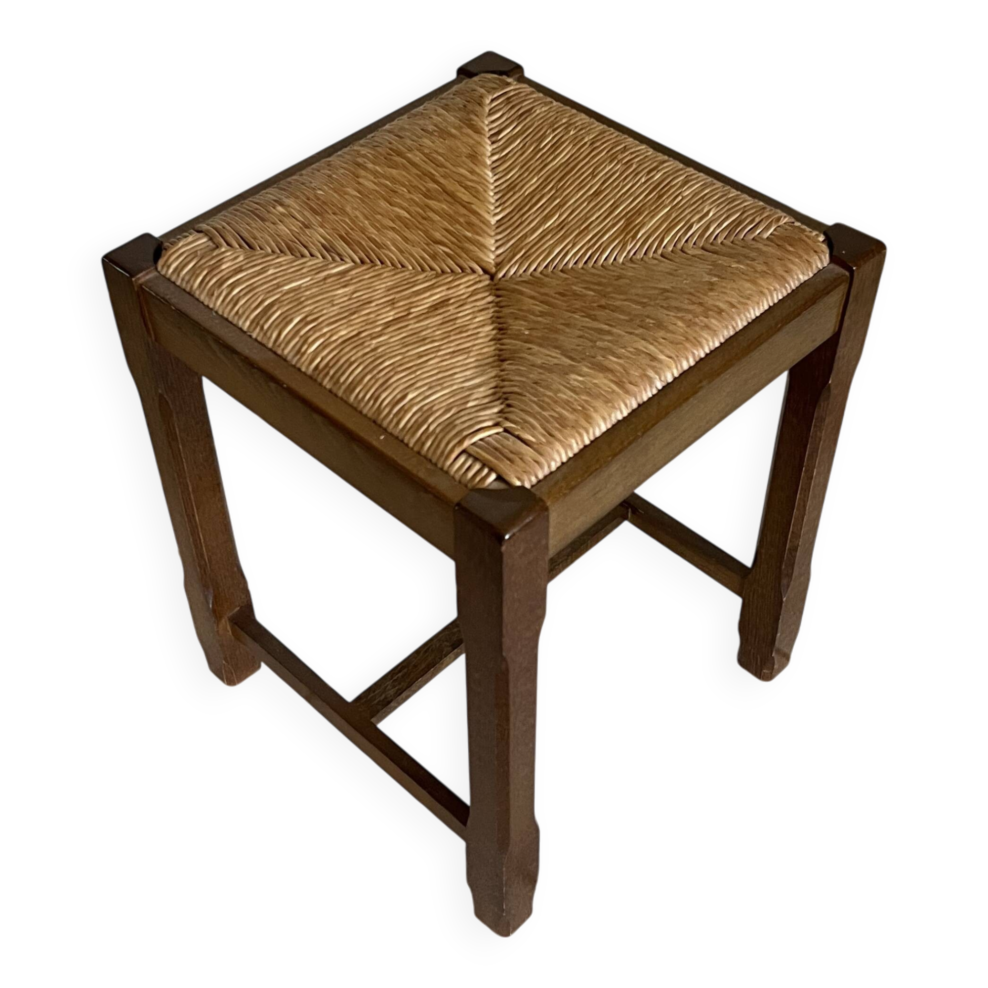 Wood and straw stool