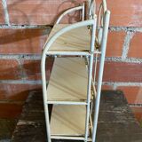 Vintage White Broken Metal Folding Shelf Unit 3 Tiers