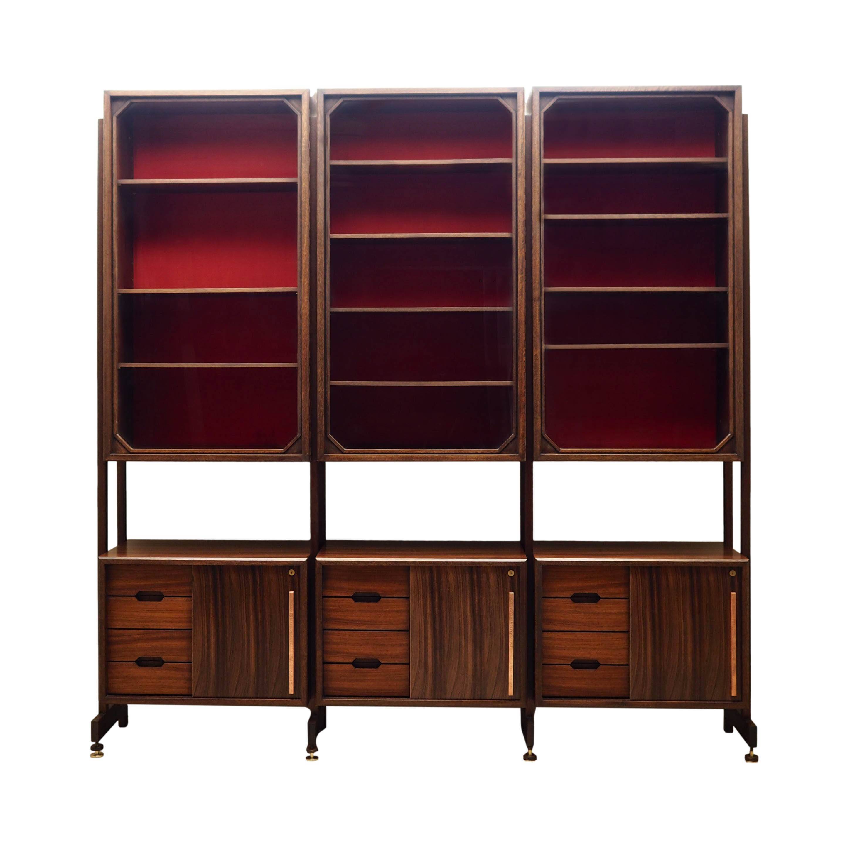 Rosewood modular shelving unit, Italian design, 1960s, production: Italy