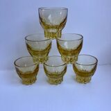 Lot de 6 verres à liqueur en verre jaune années 70