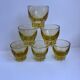 Set of 6 yellow glass shot glasses in 70s