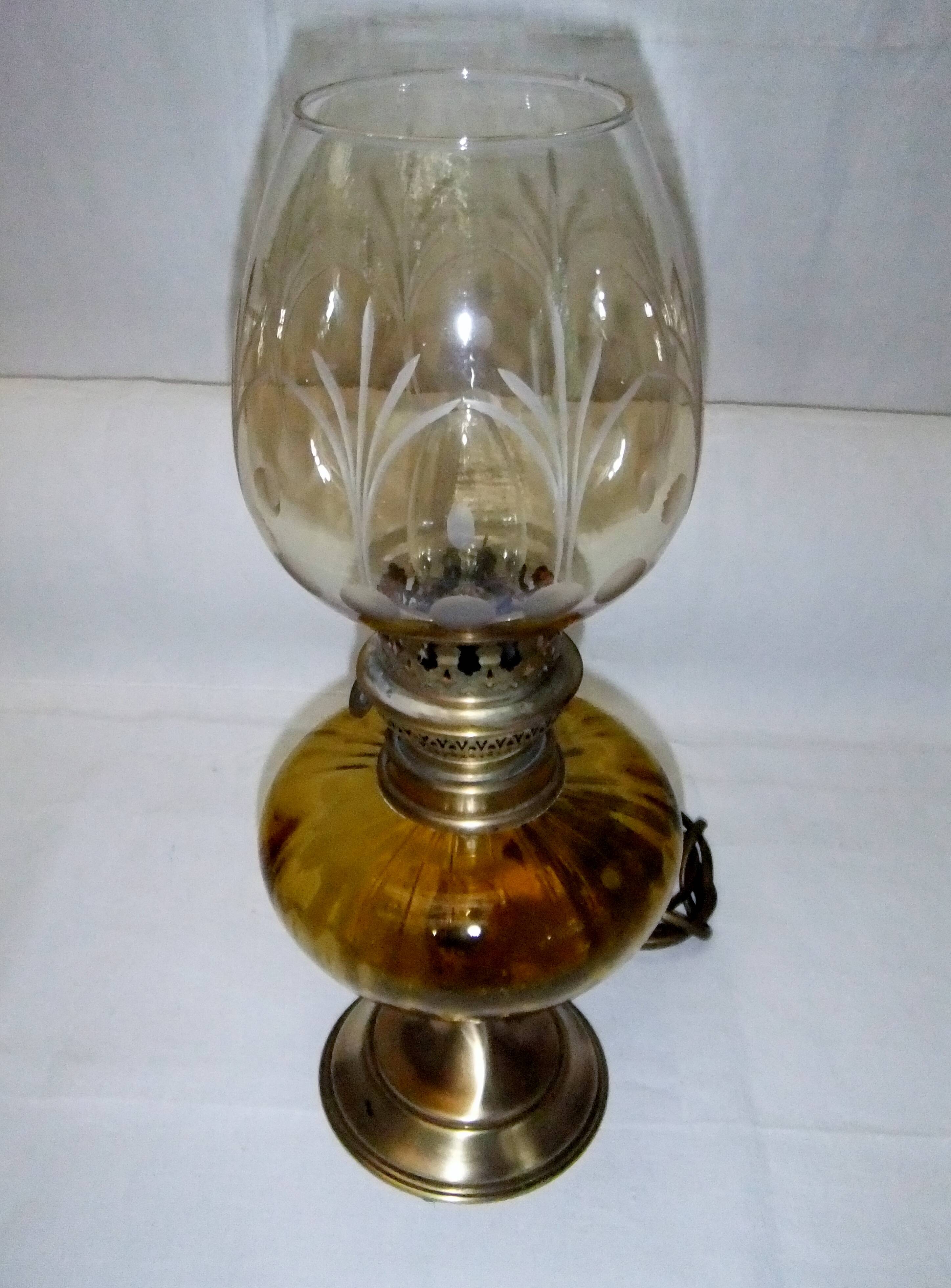 old table or bedside lamp electrified kerosene lamp