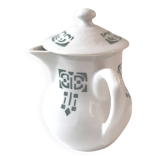 Vintage cream pot with Art Deco pattern and its lid.