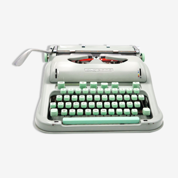 Hermes 3000 Vintage Green Typewriter Revised with New Ribbon