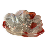 Coupe Ancienne Vide Poche Style ANNE HUTTE Cristal Décor Fraise Rouge