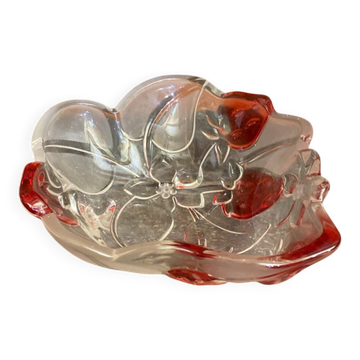 Coupe Ancienne Vide Poche Style ANNE HUTTE Cristal Décor Fraise Rouge