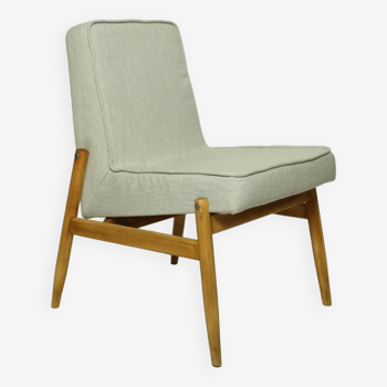 Modern fauteuil en bois scandinave design gris clair 1970 rénové bois naturel chaise de salon patio