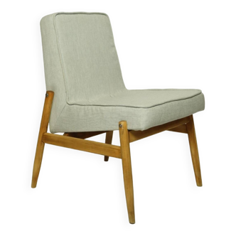 Fauteuil moderne en bois design scandinave gris clair 1970 rénové bois naturel chaise de salon