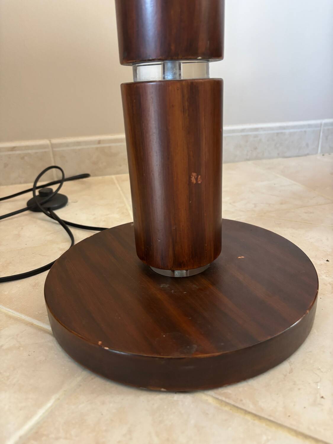 Metal and wood floor lamp