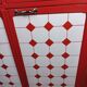 Meuble de métier , buffet parisien en tôle émaillé rouge et blanc
