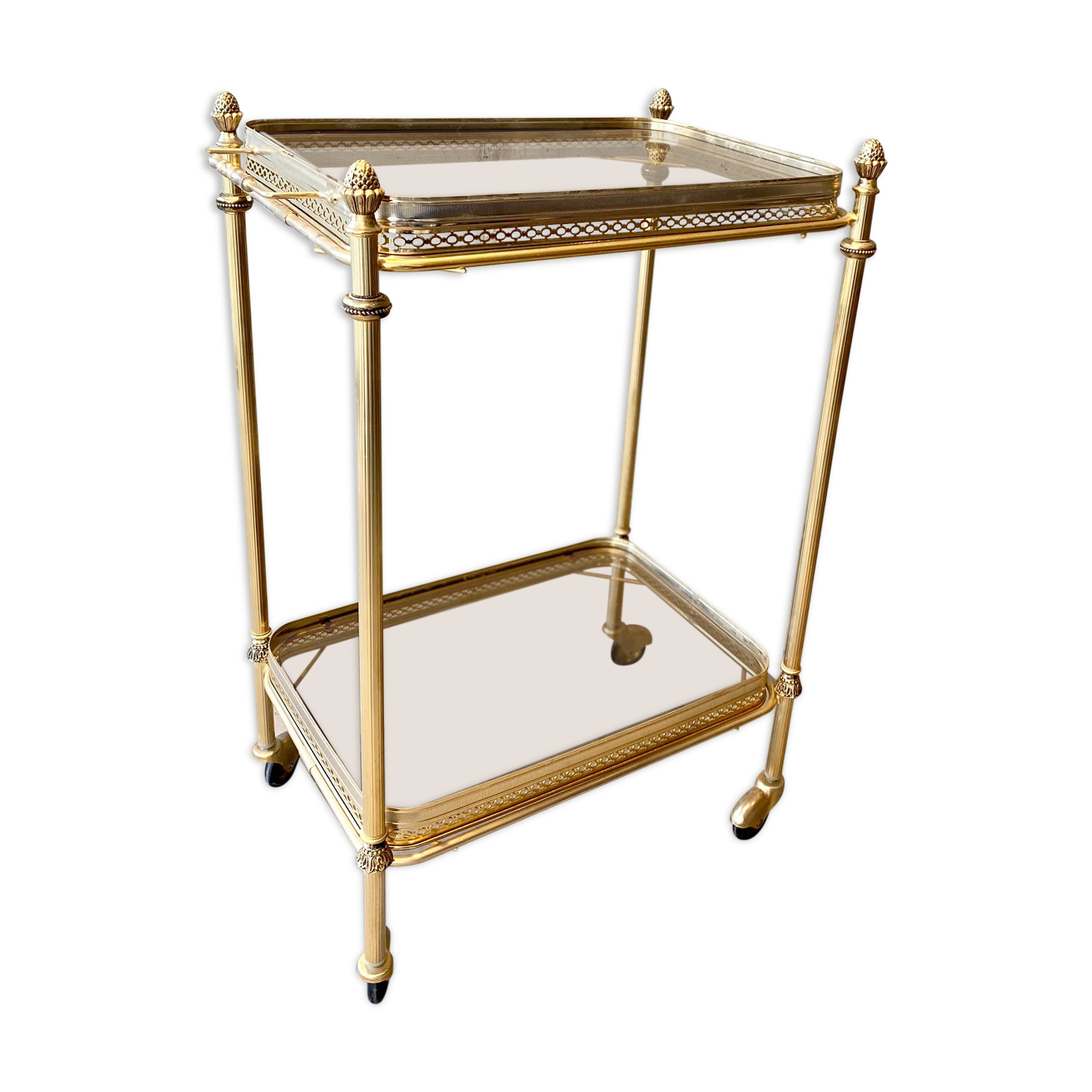 Gilded brass table and glass