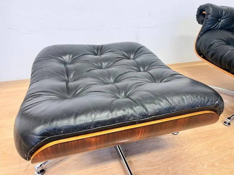 XL Extraordinary design Bent plywood Lounge Chair and Ottoman in rosewood -1960s