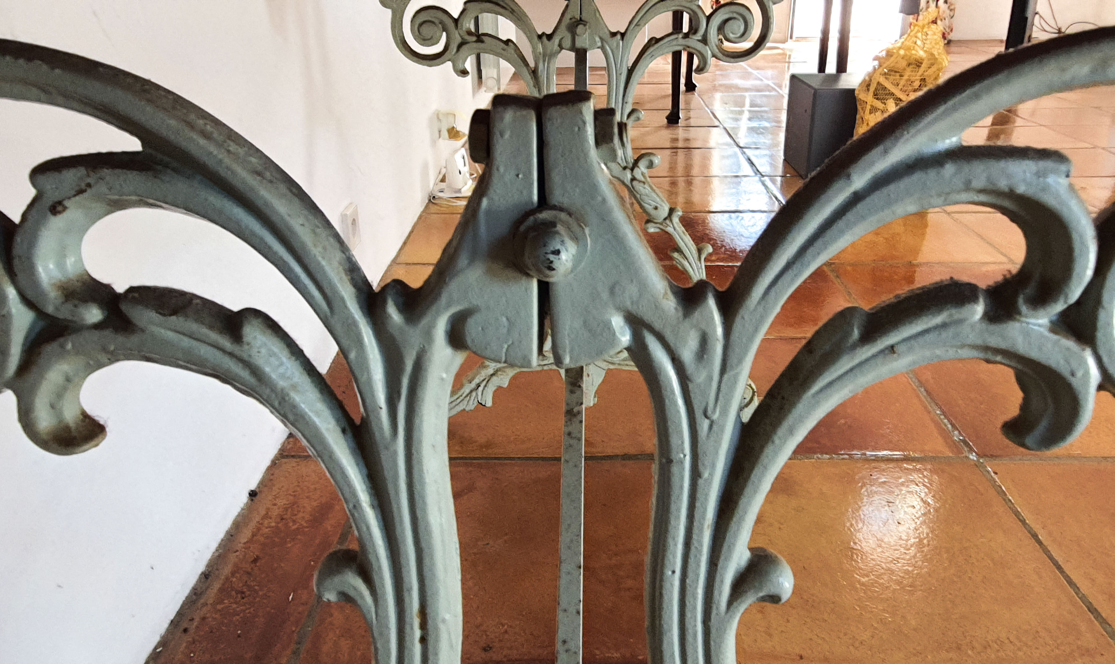 Bistro dining table - wood and wrought iron