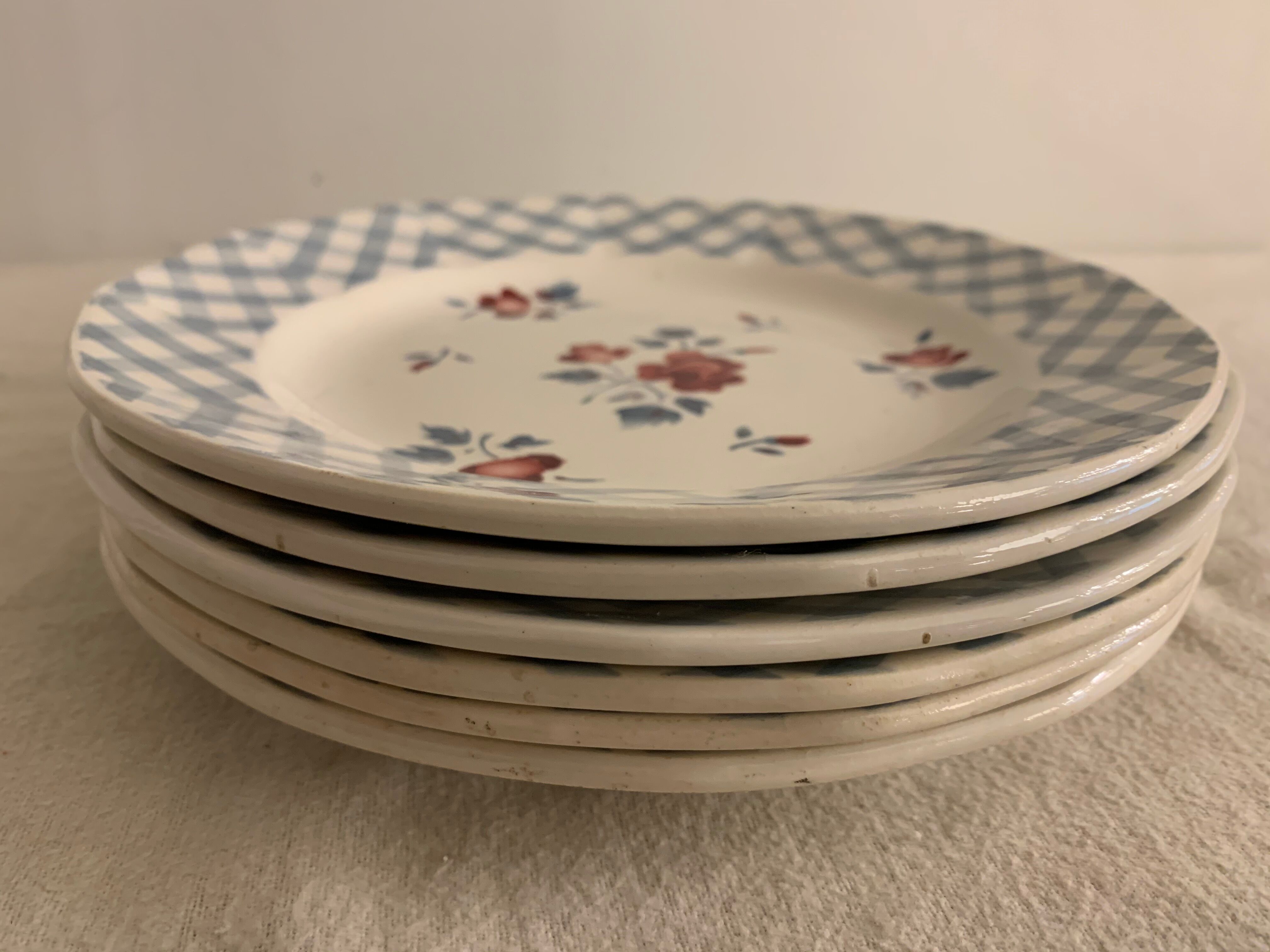 6 dessert plates made of old earthenware Digoin Sarreguemines model Bastia art deco