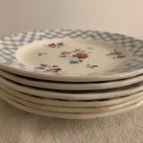 6 dessert plates made of old earthenware Digoin Sarreguemines model Bastia art deco