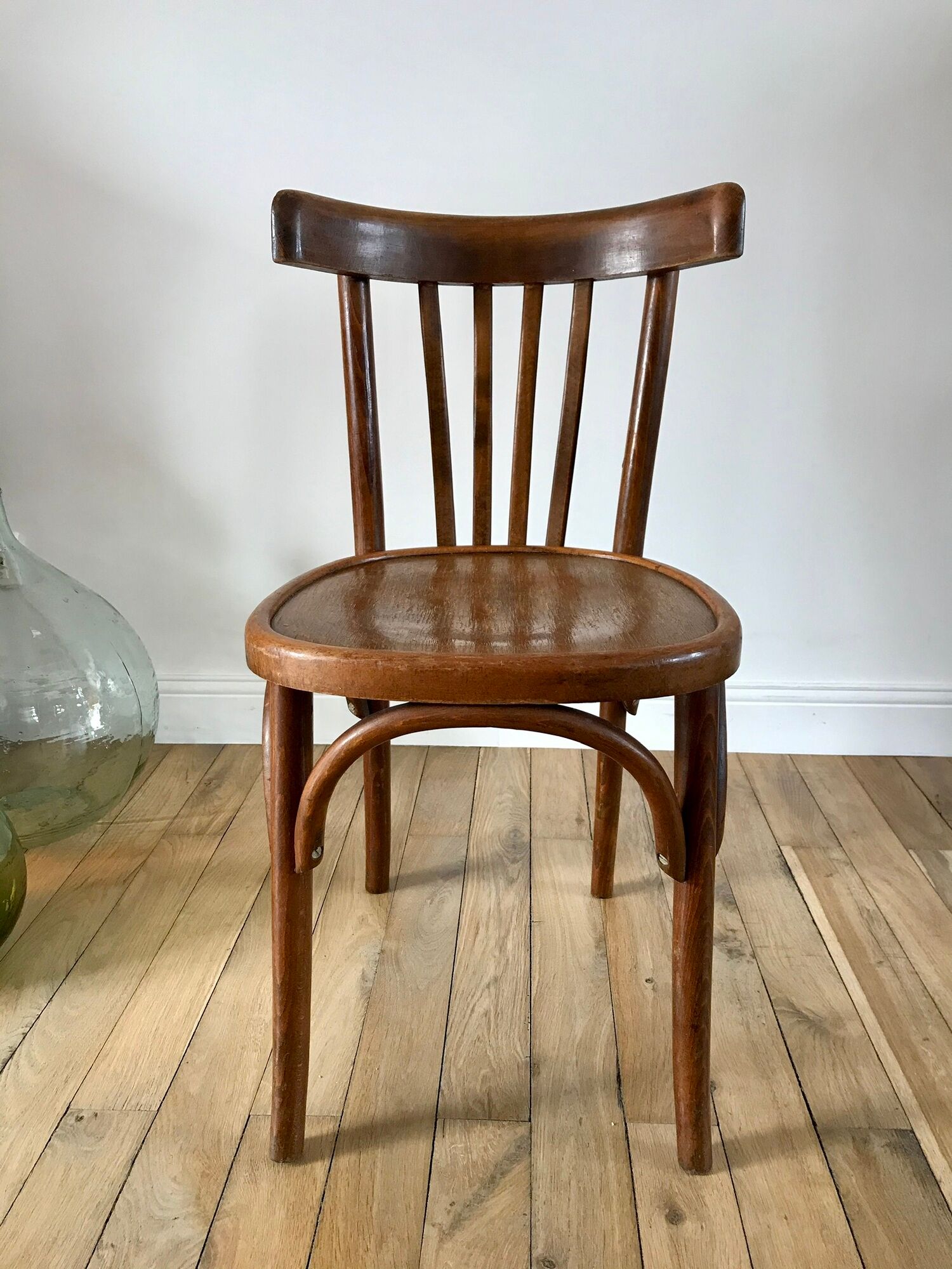 Pair of Baumann curved wood bistro chairs early twentieth century