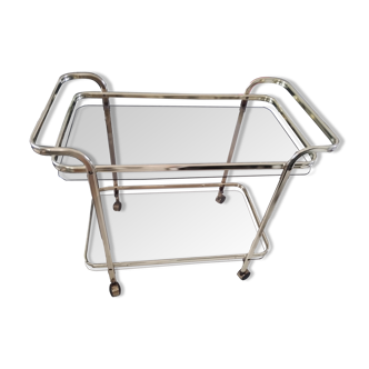 Desserte laiton / verre fumé vintage