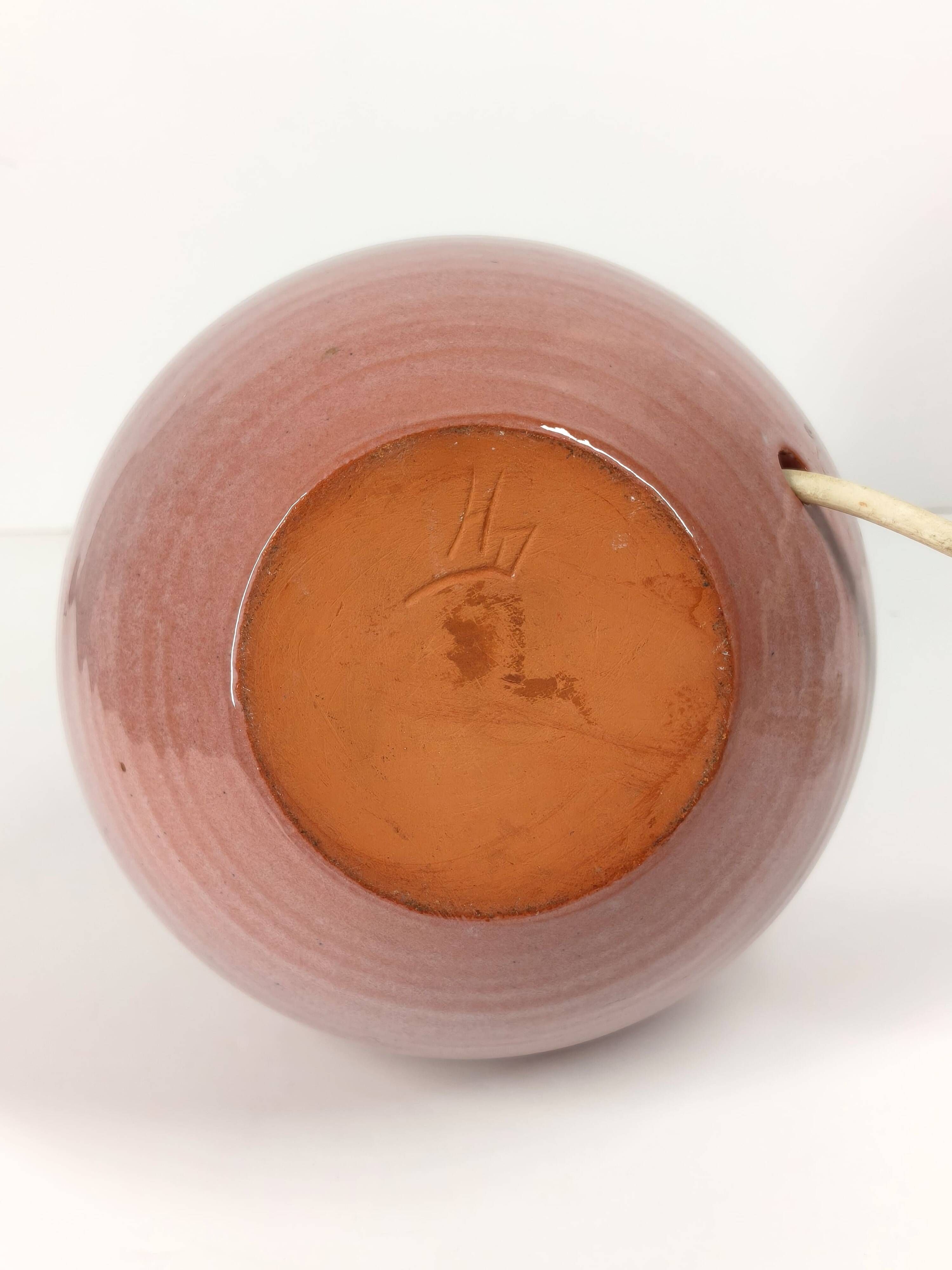 Lampe en céramique émaillée rose poudré