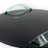 Hollywood regency black glass tray, Italy 1970s