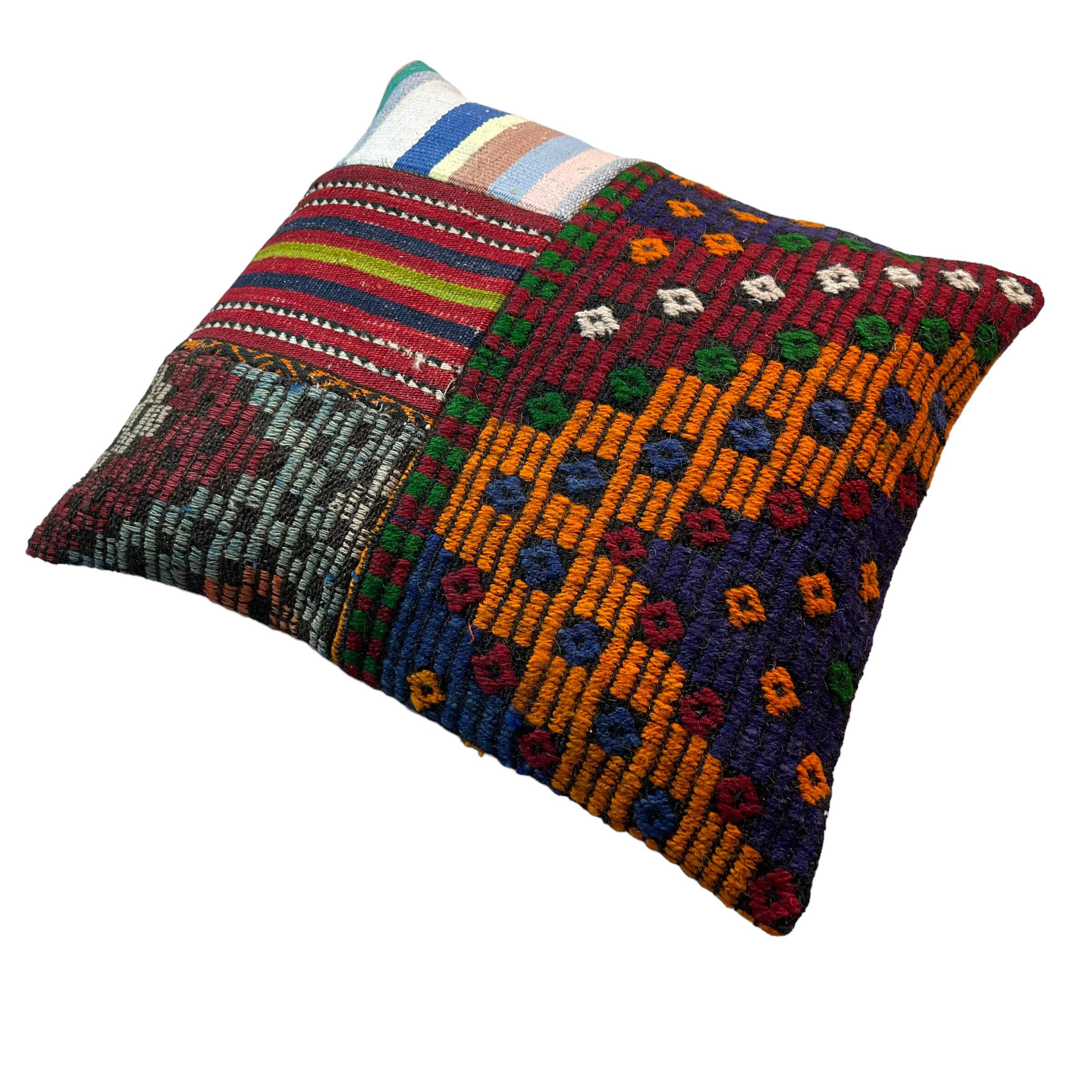 Vintage turkish kilim cushion cover , 55 x 55 cm