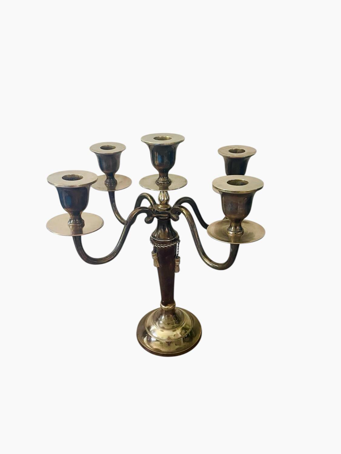 Two-tone solid brass chandelier
