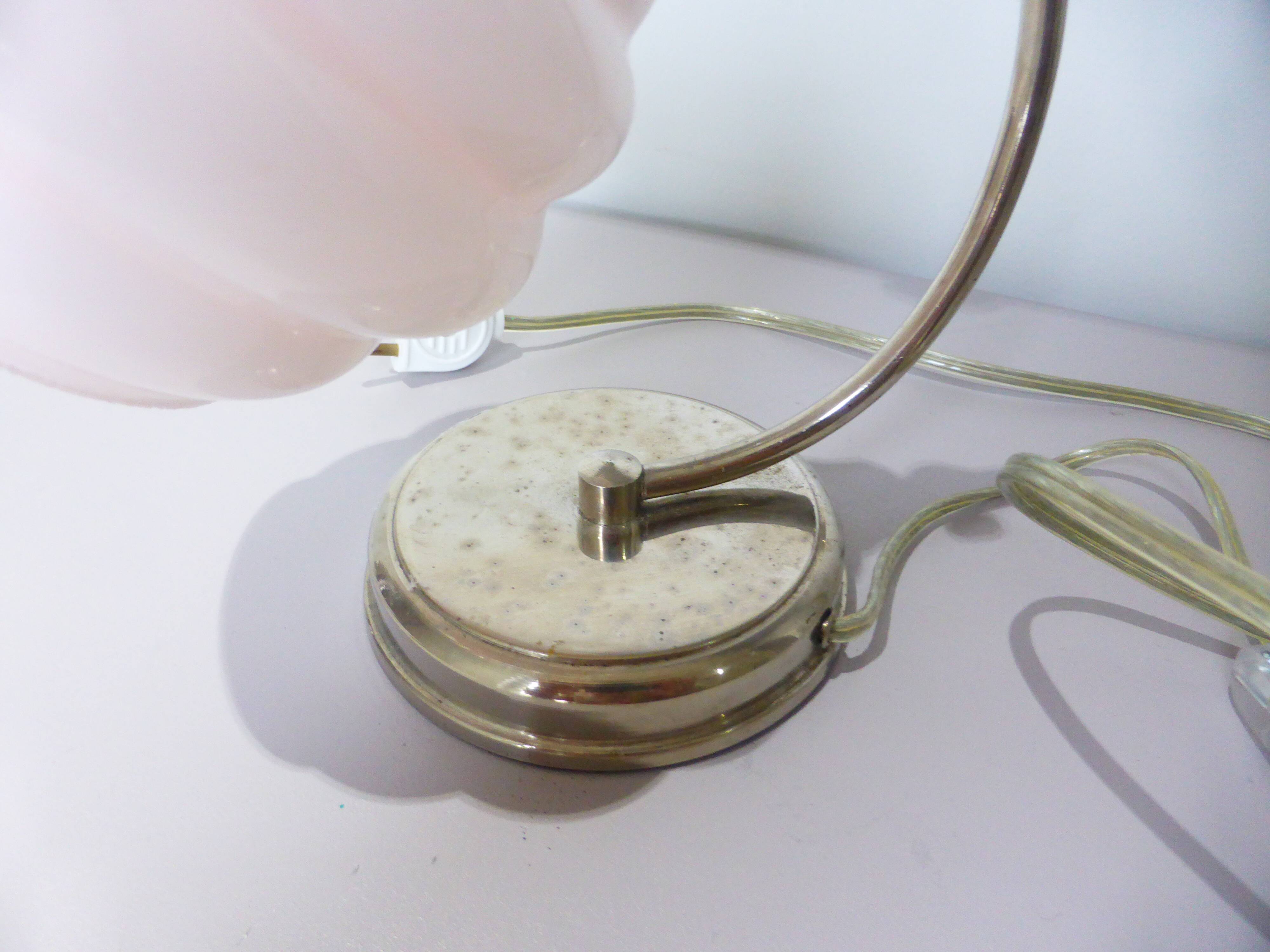 art deco table lamp with pink opaline glass 231138