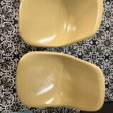 Lot of 2 DSW chairs in yellow fibre with oak dowel, light oak, Eames, Herman Miller.