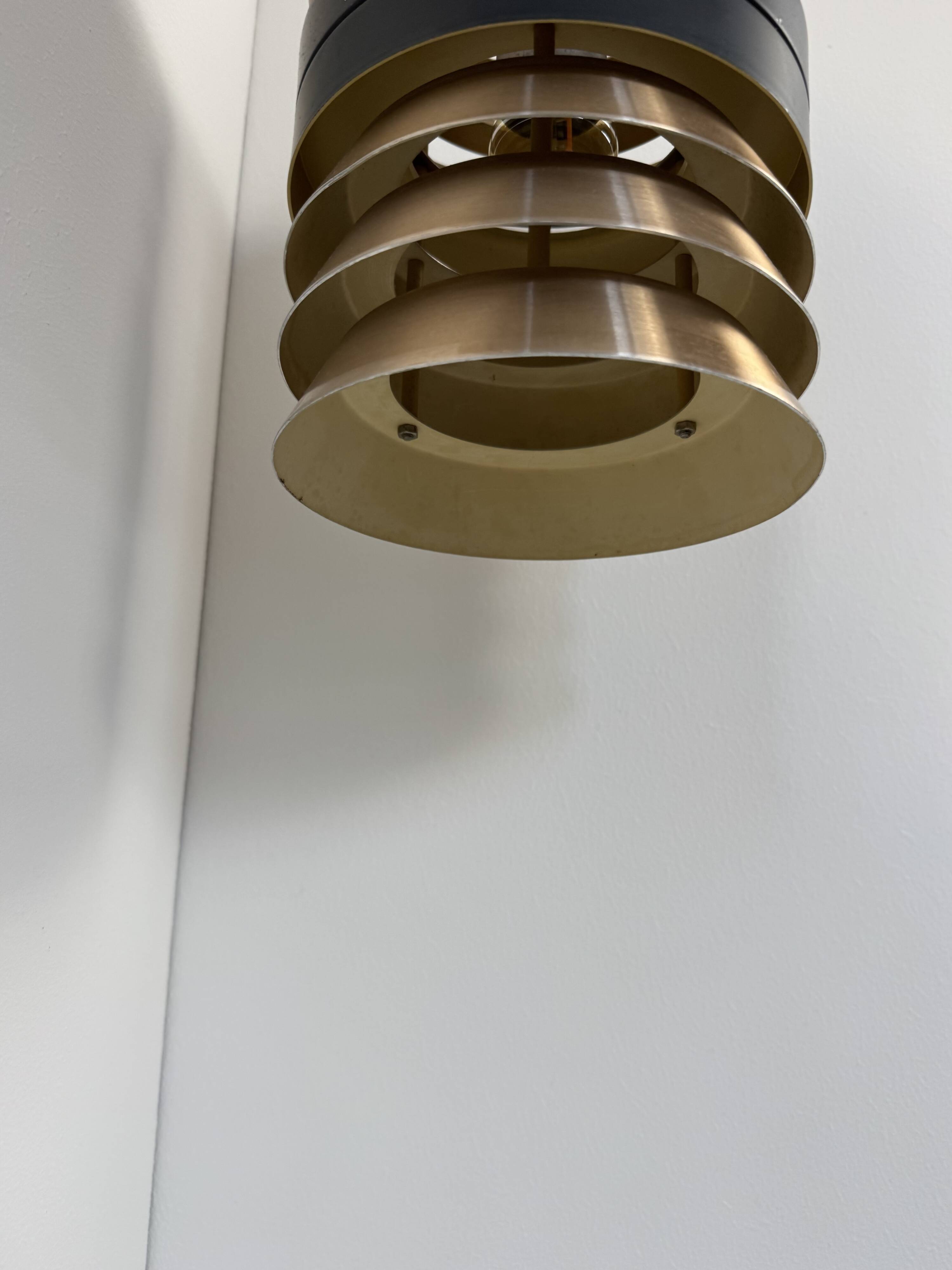 Doria suspension in copper and matte black metal, Germany, 1960.