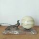 Art deco lamp bird and glass globe