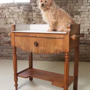 Walnut washstand with marble top and towel rails – Louis-Philippe, 19th c.