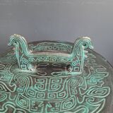 Engraved metal tripod ice bucket