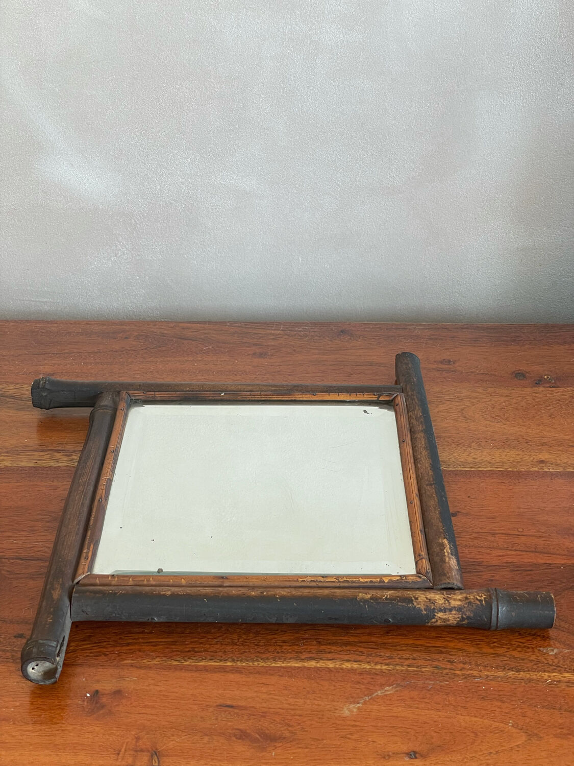 Beveled bamboo mirror