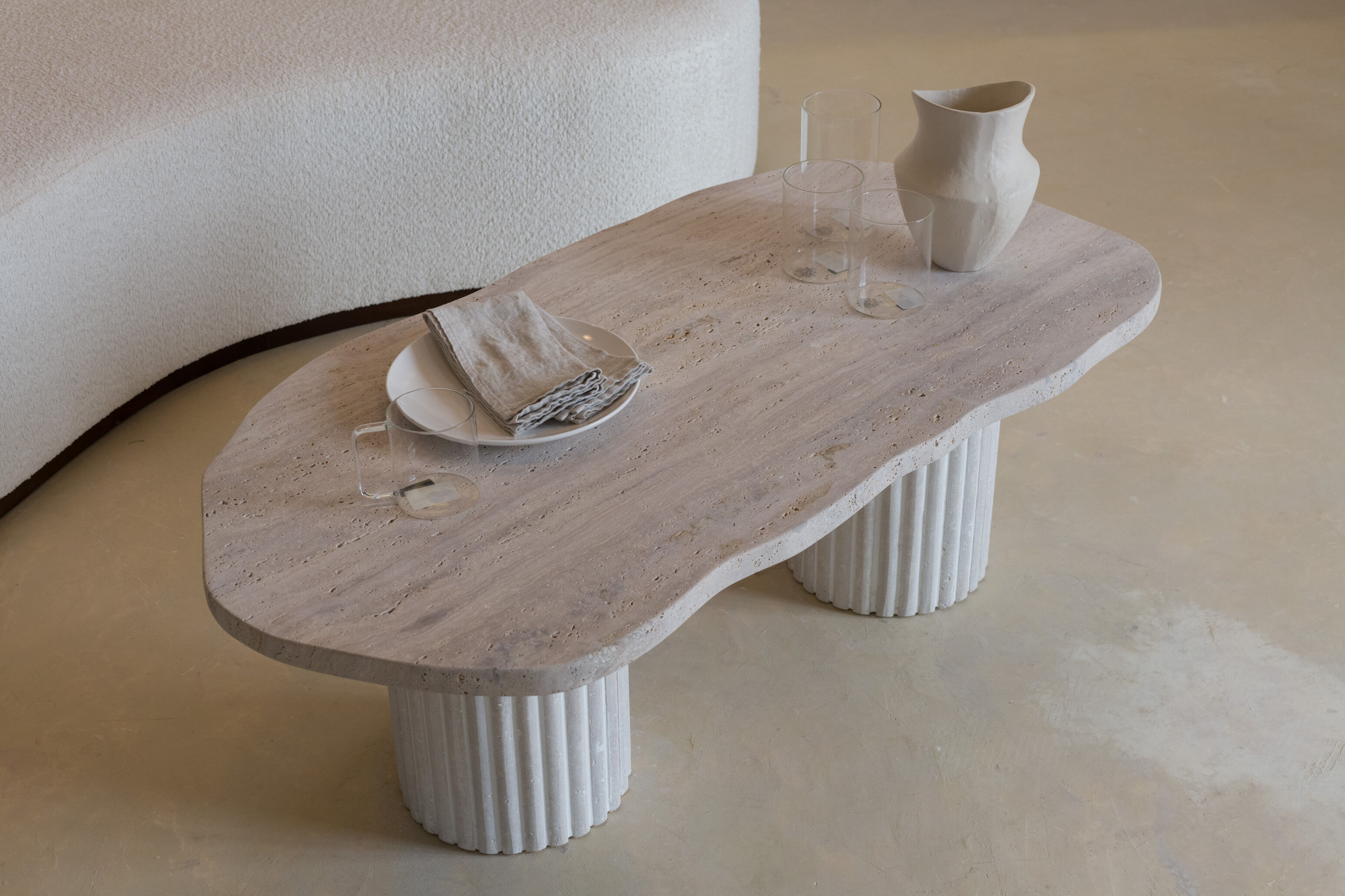 Natural travertine irregular coffee table Venus - 120x60cm