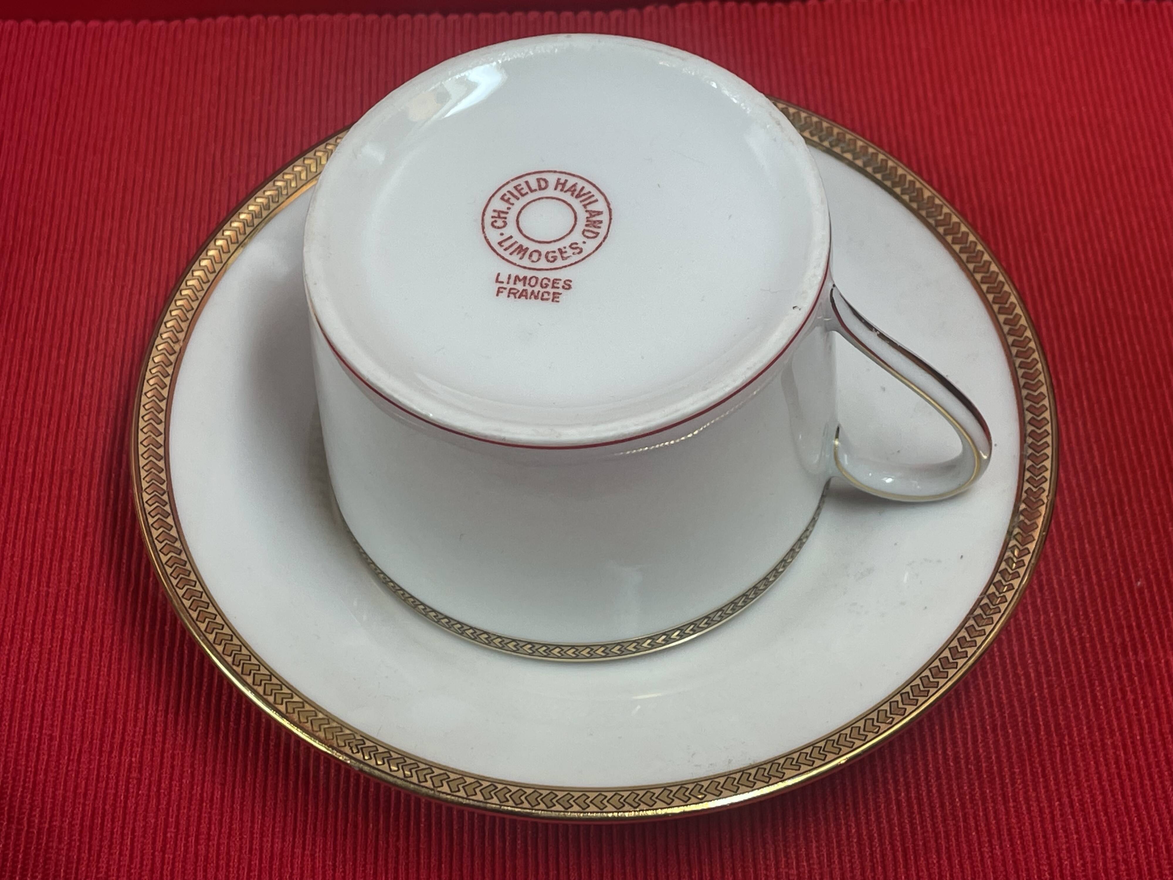 6 ch field haviland limoges porcelain coffee cups white and gold