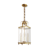 Vintage round brass chandelier Vestibule pendant lamp from the fifties