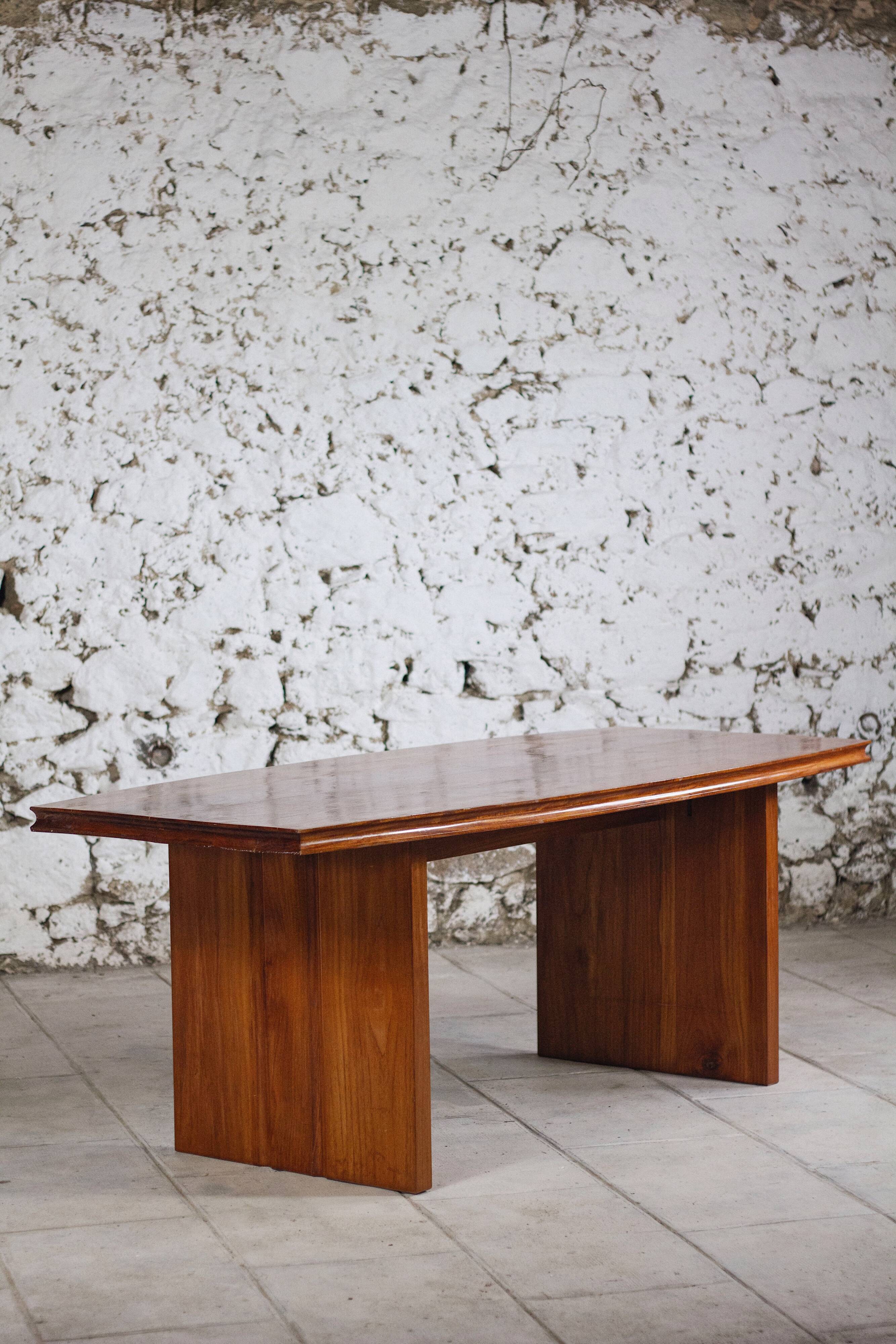 Large table in solid elm, 1970.