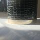 Vintage 1970s ice bucket - Black crocodile effect faux leather