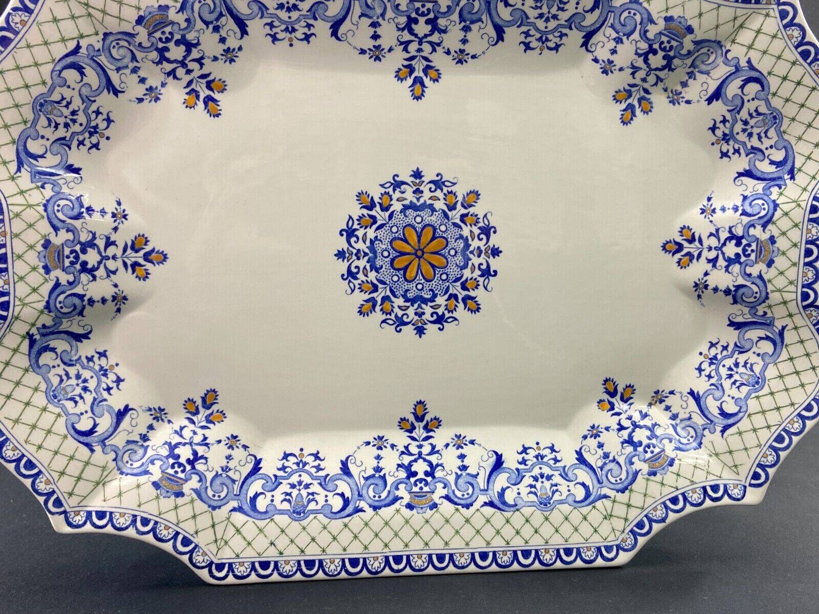 Very large Gien earthenware dish, Rouen decor