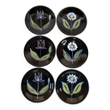 Set of six flower dessert plates