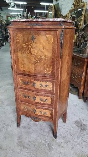 Small antique rosewood secretary with marble top ref je