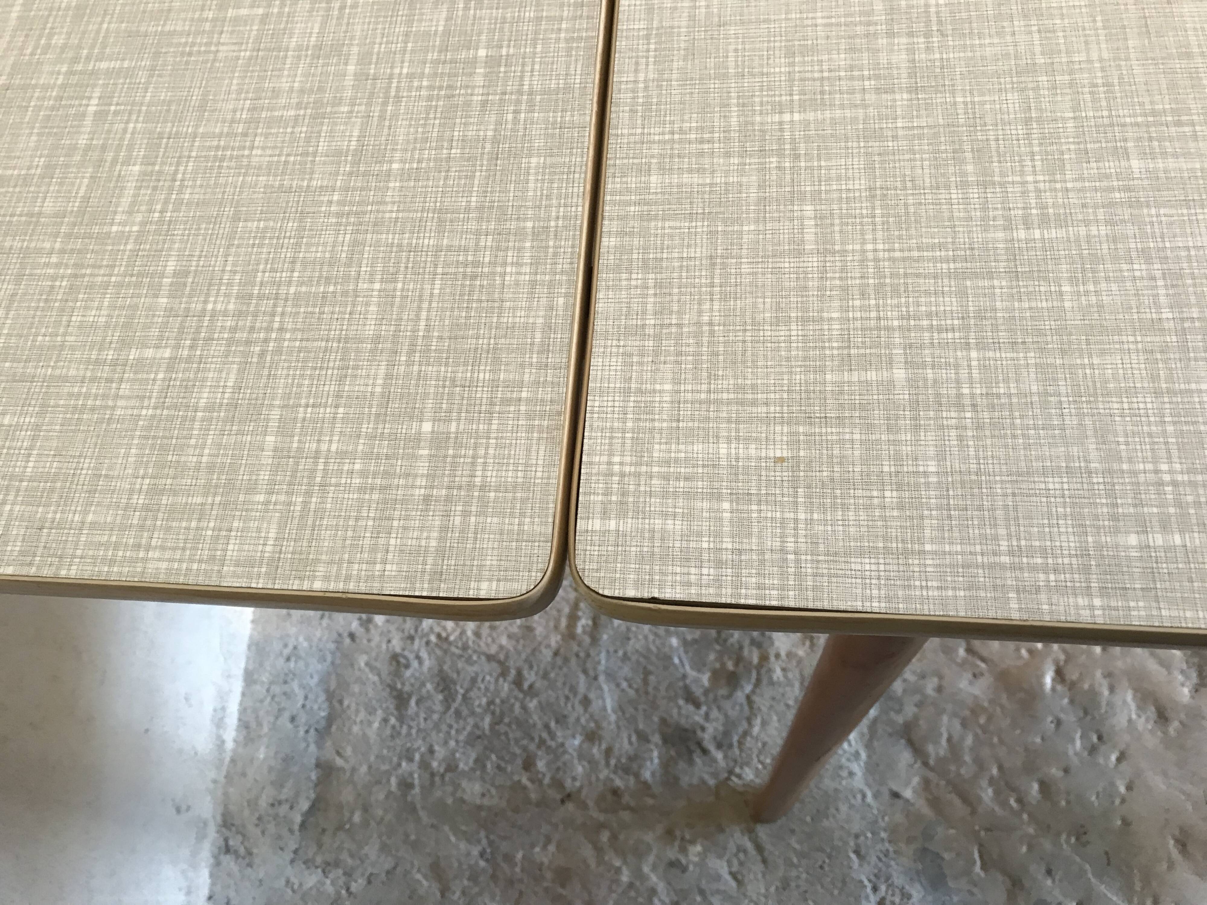 Kitchen table 1960's with extensions, formica and base wood compass