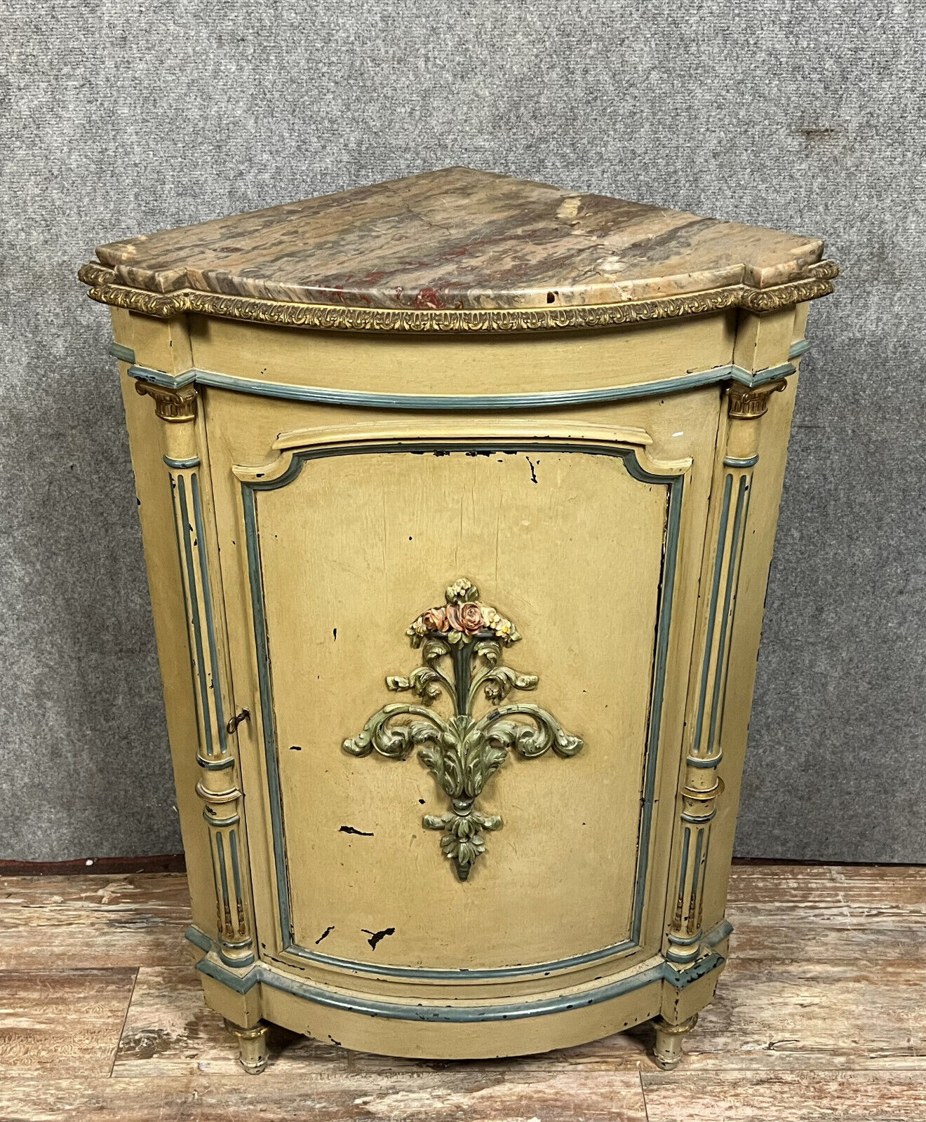 Louis XVI style curved neckline in lacquered and gilded wood circa 1850