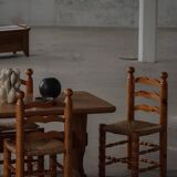 Set of 6 modern French brutalist chairs, in the style of Charles Dudouyt, made in the 1960s.