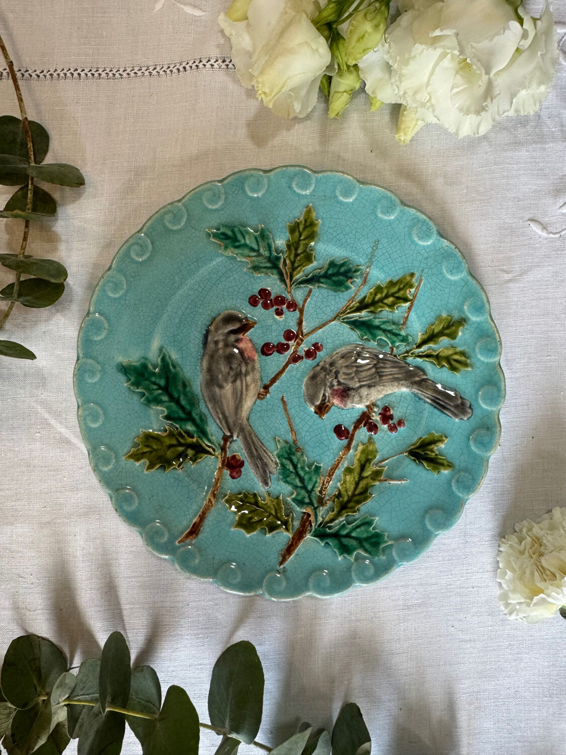 Bird plate earthenware