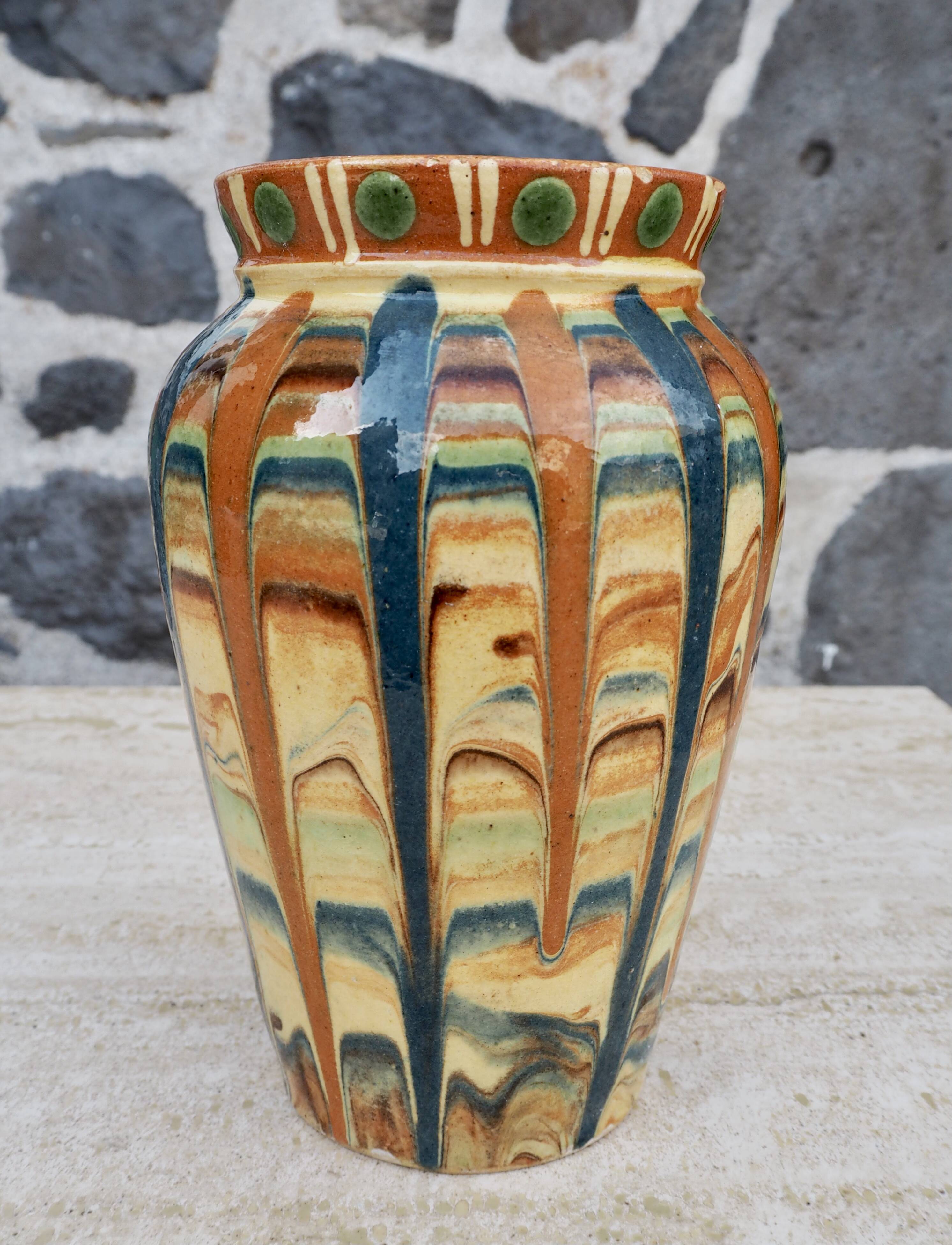 Handcrafted vase with glazes, 1970s