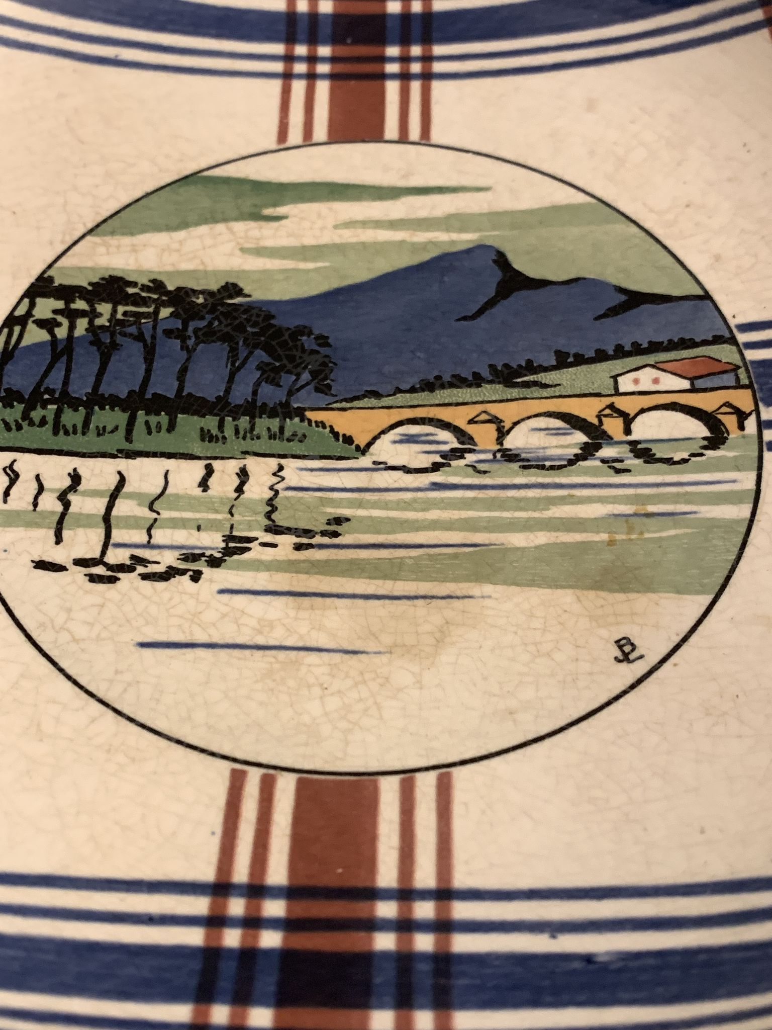 Compotier Sarreguemines Ramuntcho, view of the Basque Country, Saint Jean de Luz and the Rhune