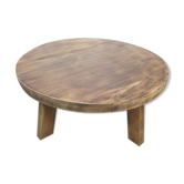 Large brutalist round coffee table, in exotic oak 1960s